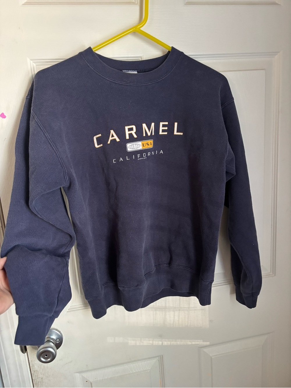 Caramel Navy Crewneck with Cream Logo